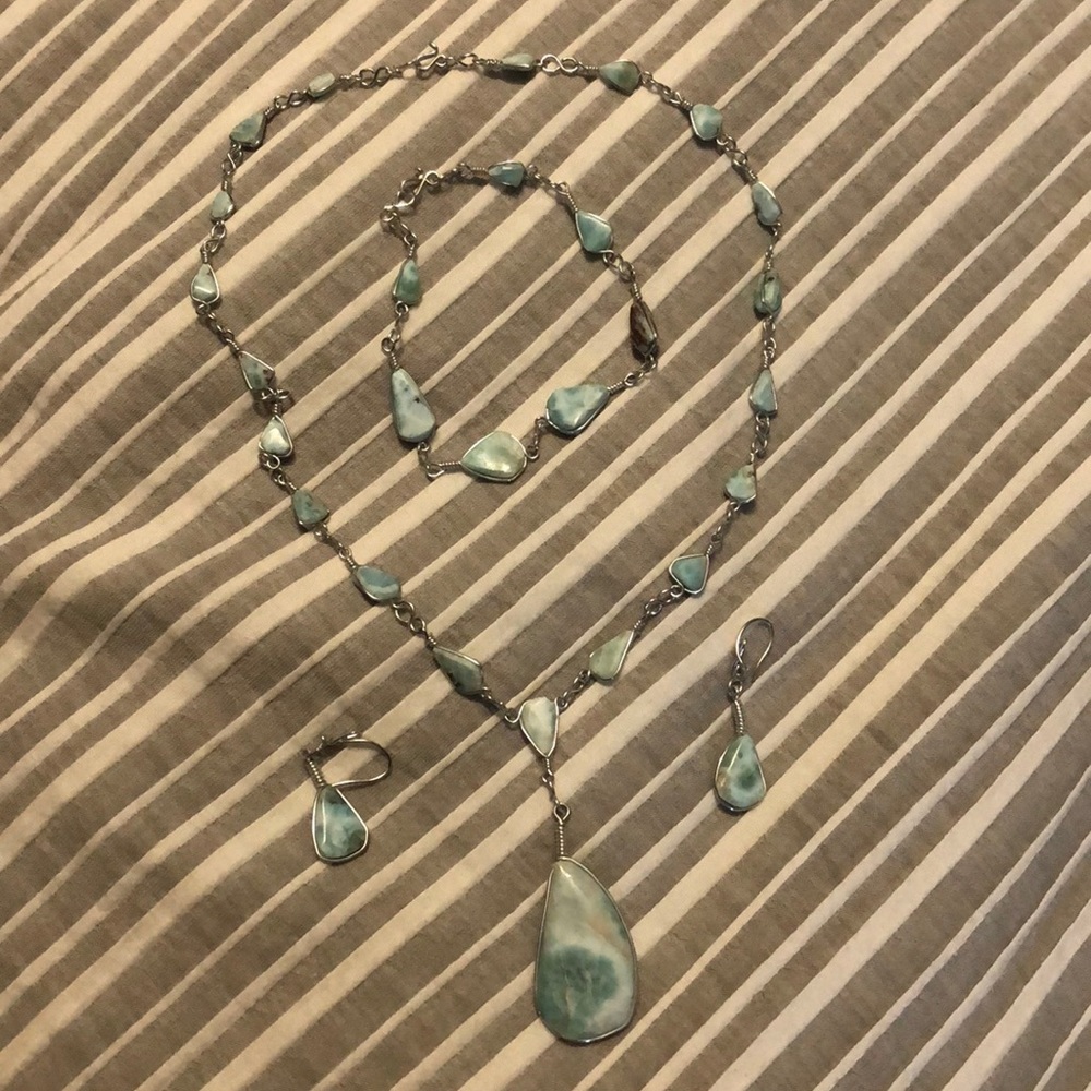Necklace, bracelet and earrings